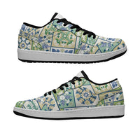 Mele Kalikimaka Hawaii Christmas Low Sneakers Omaomao Seamless Floral Motif LT9