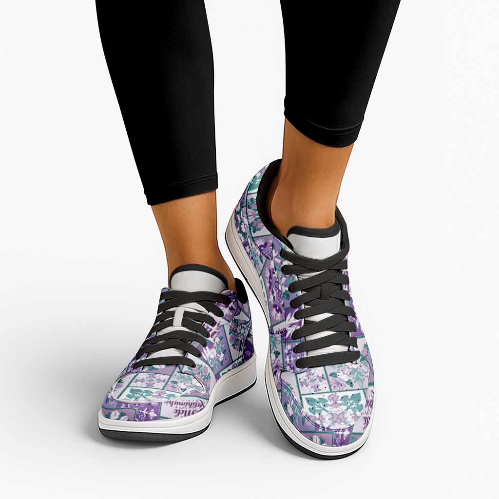 Mele Kalikimaka Hawaii Christmas Low Sneakers Poni Seamless Floral Motif - Polynesian Pride