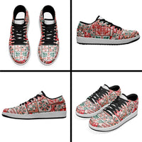 Mele Kalikimaka Hawaii Christmas Low Sneakers Ulaula Seamless Floral Motif - Polynesian Pride