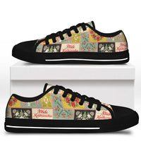Mele Kalikimaka Hawaii Christmas Low Top Shoes Melemele Mama Seamless Floral Motif LT9 - Polynesian Pride