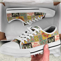 Mele Kalikimaka Hawaii Christmas Low Top Shoes Melemele Mama Seamless Floral Motif LT9 Beige - Polynesian Pride