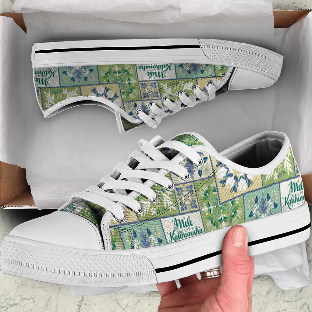 Mele Kalikimaka Hawaii Christmas Low Top Shoes Omaomao Seamless Floral Motif LT9 Green - Polynesian Pride