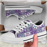 Mele Kalikimaka Hawaii Christmas Low Top Shoes Poni Seamless Floral Motif LT9 Purple - Polynesian Pride