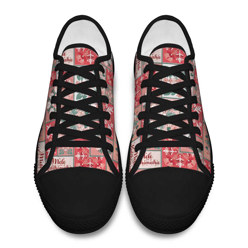 Mele Kalikimaka Hawaii Christmas Low Top Shoes Ulaula Seamless Floral Motif LT9 - Polynesian Pride