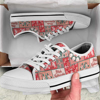 Mele Kalikimaka Hawaii Christmas Low Top Shoes Ulaula Seamless Floral Motif LT9 Red - Polynesian Pride