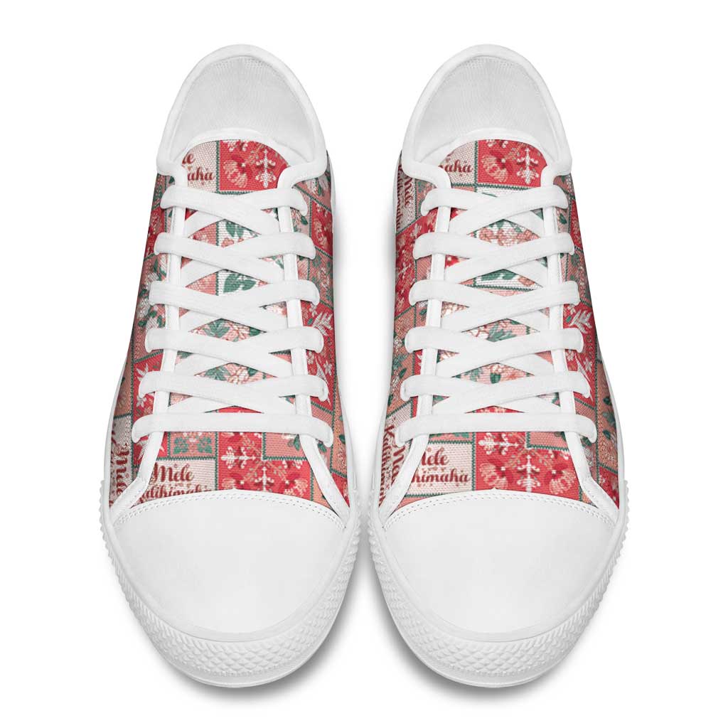 Mele Kalikimaka Hawaii Christmas Low Top Shoes Ulaula Seamless Floral Motif LT9 - Polynesian Pride