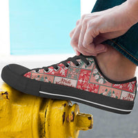 Mele Kalikimaka Hawaii Christmas Low Top Shoes Ulaula Seamless Floral Motif LT9 - Polynesian Pride