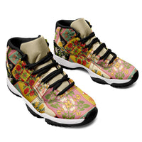 Mele Kalikimaka Hawaii Christmas Sneakers J11 Melemele Mama Seamless Floral Motif - Polynesian Pride