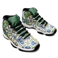 Mele Kalikimaka Hawaii Christmas Sneakers J11 Omaomao Seamless Floral Motif - Polynesian Pride