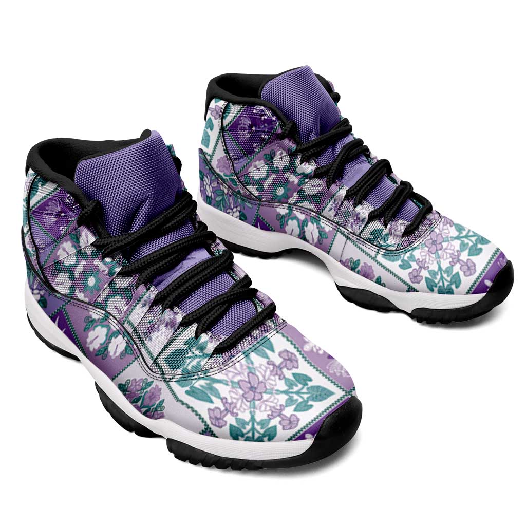 Mele Kalikimaka Hawaii Christmas Sneakers J11 Poni Seamless Floral Motif - Polynesian Pride