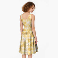 Melemele Aloha Hawaii Midi Dress Plumeria Lei With Palaka Motif - Polynesian Pride