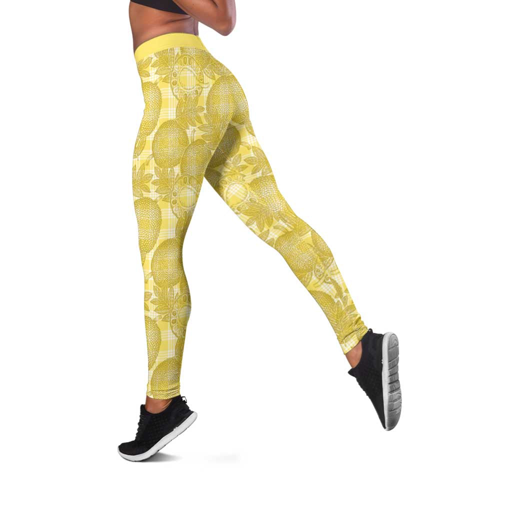 Melemele Hawaii Breadfruit Palaka Motifs Leggings LT14 Yellow - Polynesian Pride