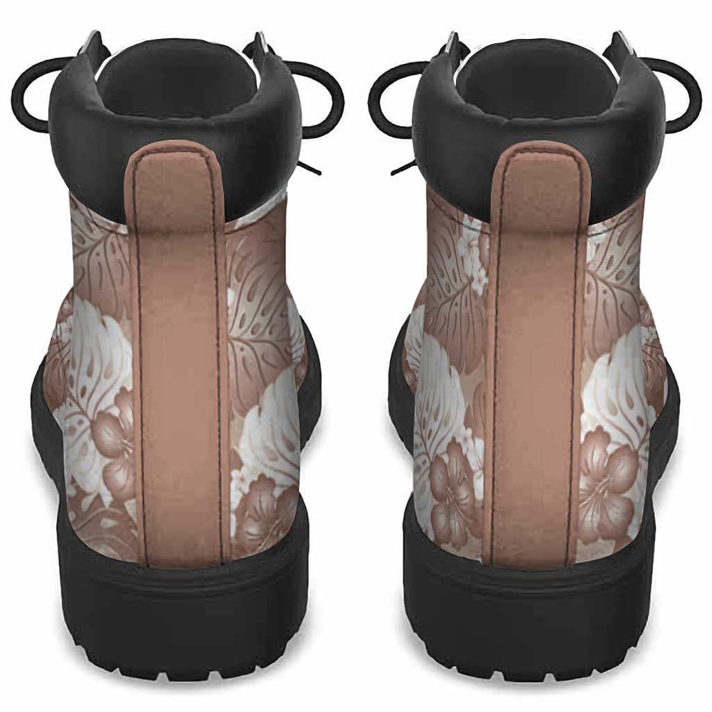 Mocha Mousse Aloha Hawaii All Season Boots Monstera Hibiscus Plumeria Seamless Vibes LT14 - Polynesian Pride