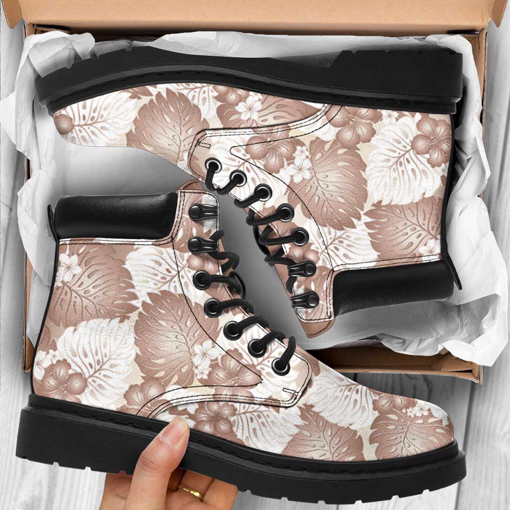 Mocha Mousse Aloha Hawaii All Season Boots Monstera Hibiscus Plumeria Seamless Vibes LT14 Mocha Mousse - Polynesian Pride