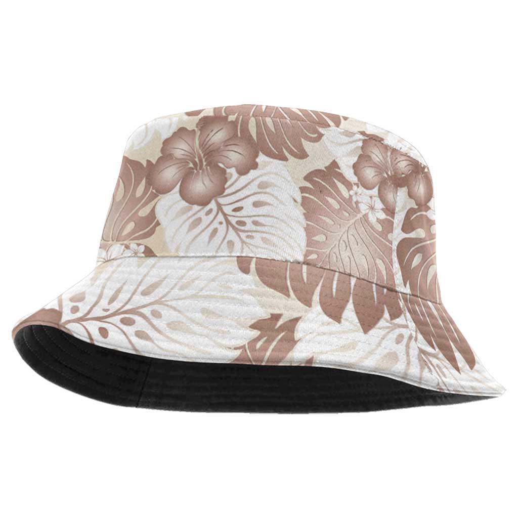 Mocha Mousse Aloha Hawaii Bucket Hat Monstera Hibiscus Plumeria Seamless Vibes - Polynesian Pride