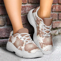 Mocha Mousse Aloha Hawaii Chunky Sneakers Monstera Hibiscus Plumeria Seamless Vibes - Polynesian Pride