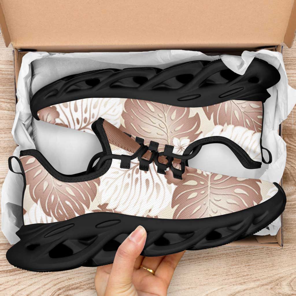 Mocha Mousse Aloha Hawaii Clunky Sneakers Monstera Hibiscus Plumeria Seamless Vibes - Polynesian Pride