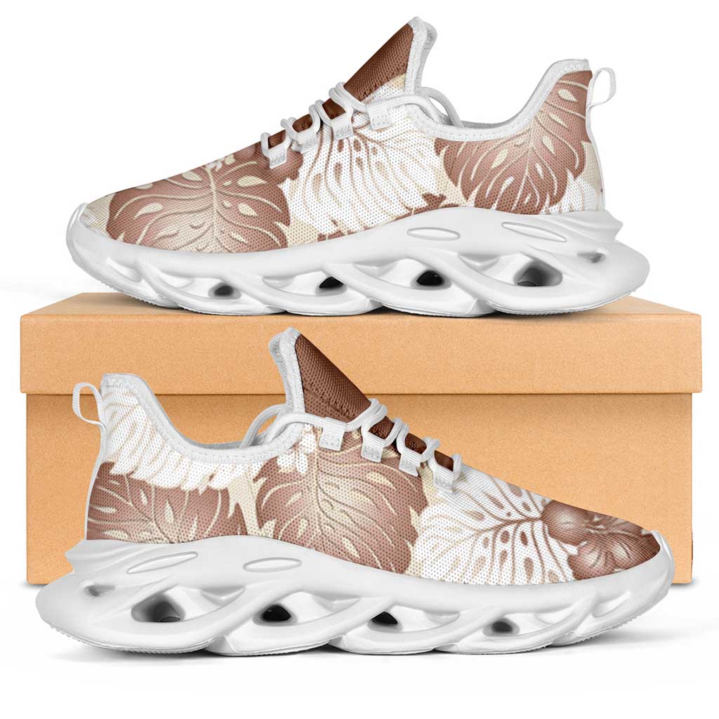 Mocha Mousse Aloha Hawaii Clunky Sneakers Monstera Hibiscus Plumeria Seamless Vibes - Polynesian Pride