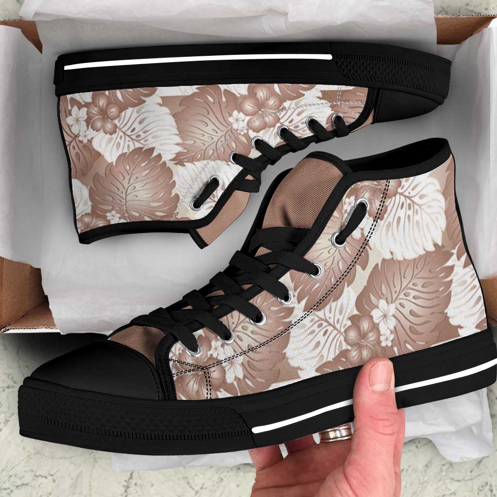 Mocha Mousse Aloha Hawaii High Top Shoes Monstera Hibiscus Plumeria Seamless Vibes LT14 Mocha Mousse - Polynesian Pride