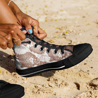 Mocha Mousse Aloha Hawaii High Top Shoes Monstera Hibiscus Plumeria Seamless Vibes LT14 - Polynesian Pride