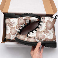 Mocha Mousse Aloha Hawaii Leather Boots Monstera Hibiscus Plumeria Seamless Vibes LT14 - Polynesian Pride