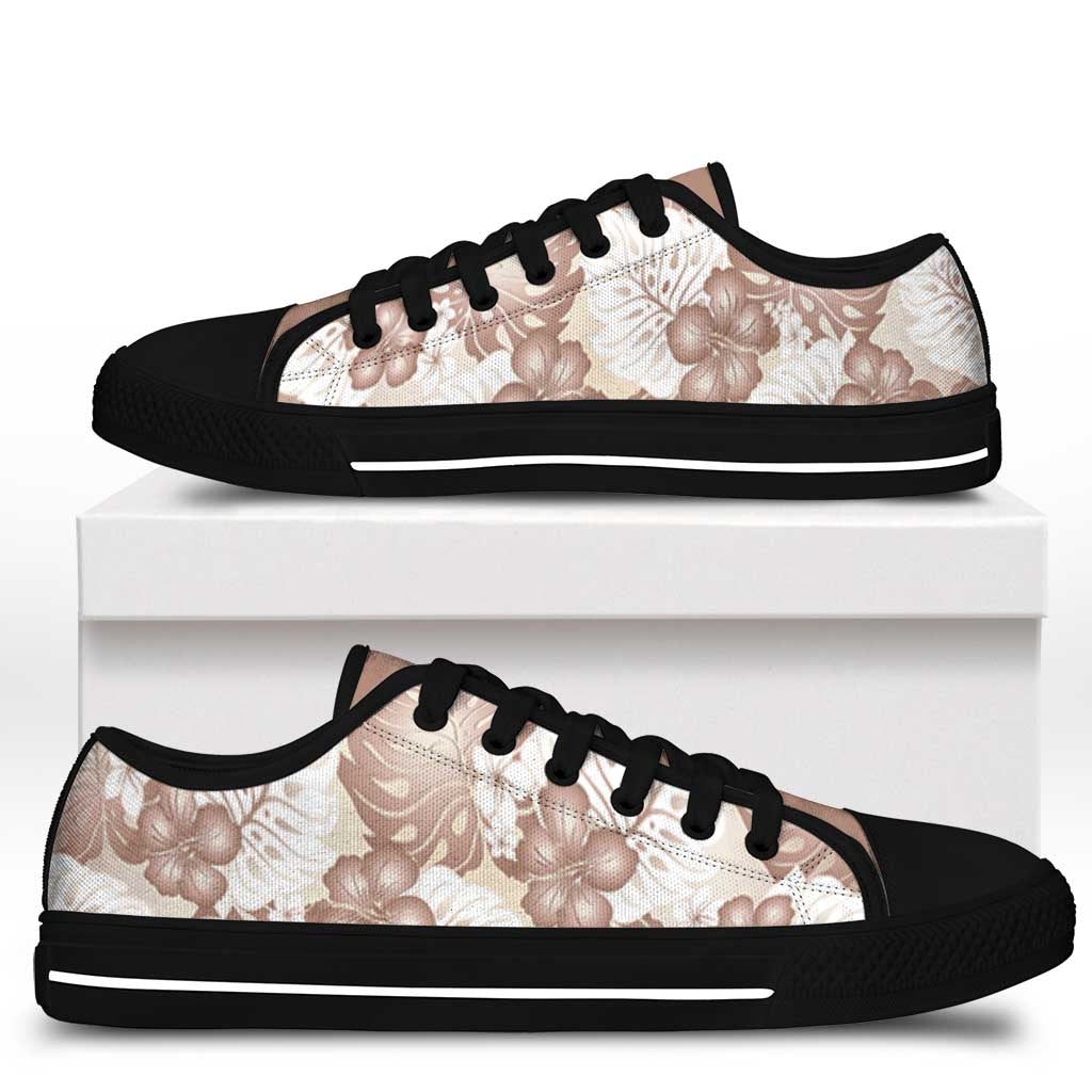 Mocha Mousse Aloha Hawaii Low Top Shoes Monstera Hibiscus Plumeria Seamless Vibes - Polynesian Pride