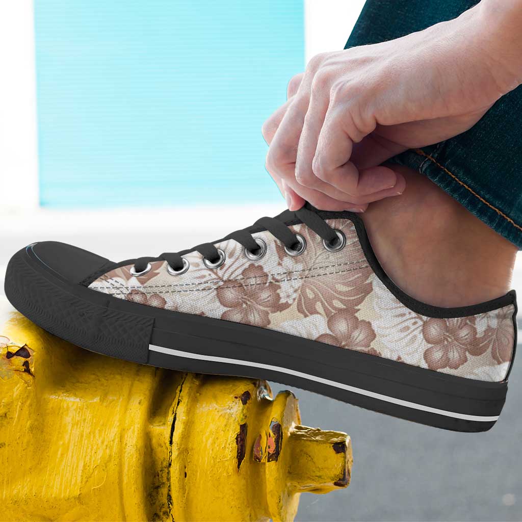 Mocha Mousse Aloha Hawaii Low Top Shoes Monstera Hibiscus Plumeria Seamless Vibes - Polynesian Pride