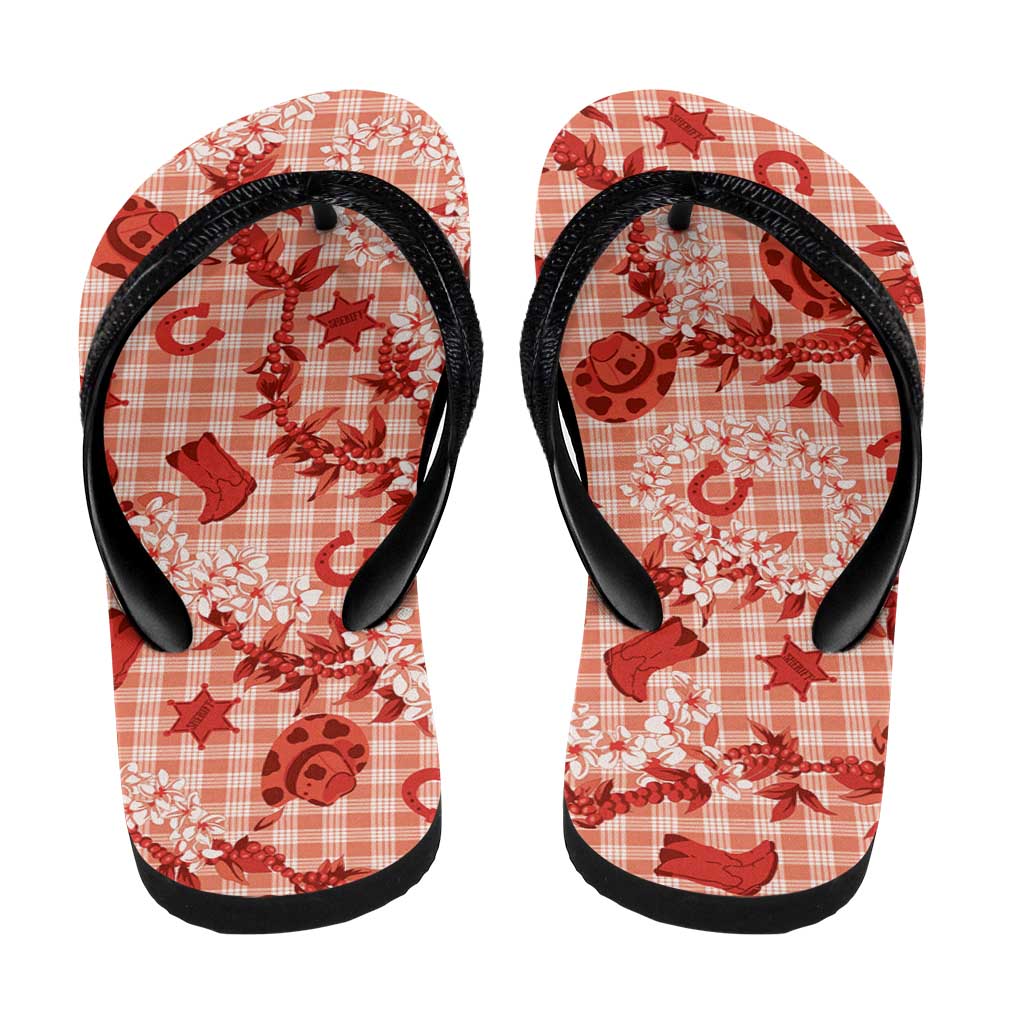 Mokihana Maile Ilima Leis Paniolo Palaka Flip Flops Hawaiian Ulaula Spirit - Polynesian Pride