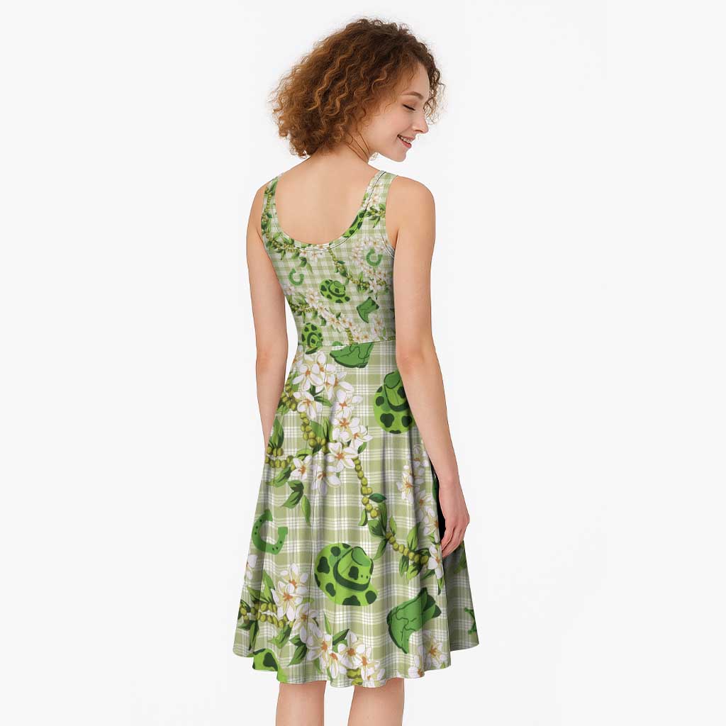 Mokihana Maile Ilima Leis Paniolo Palaka Midi Dress Hawaiian Omaomo Ala Spirit - Polynesian Pride