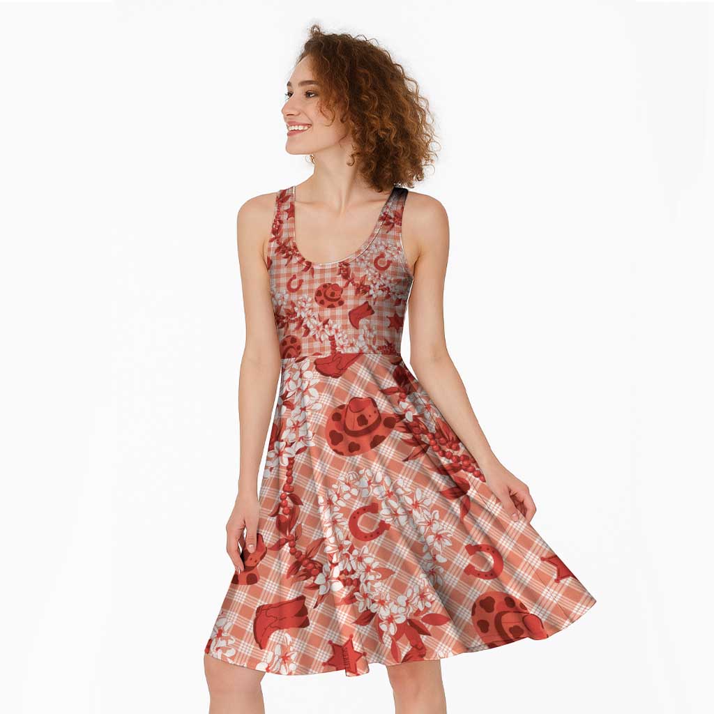 Mokihana Maile Ilima Leis Paniolo Palaka Midi Dress Hawaiian Ulaula Spirit - Polynesian Pride