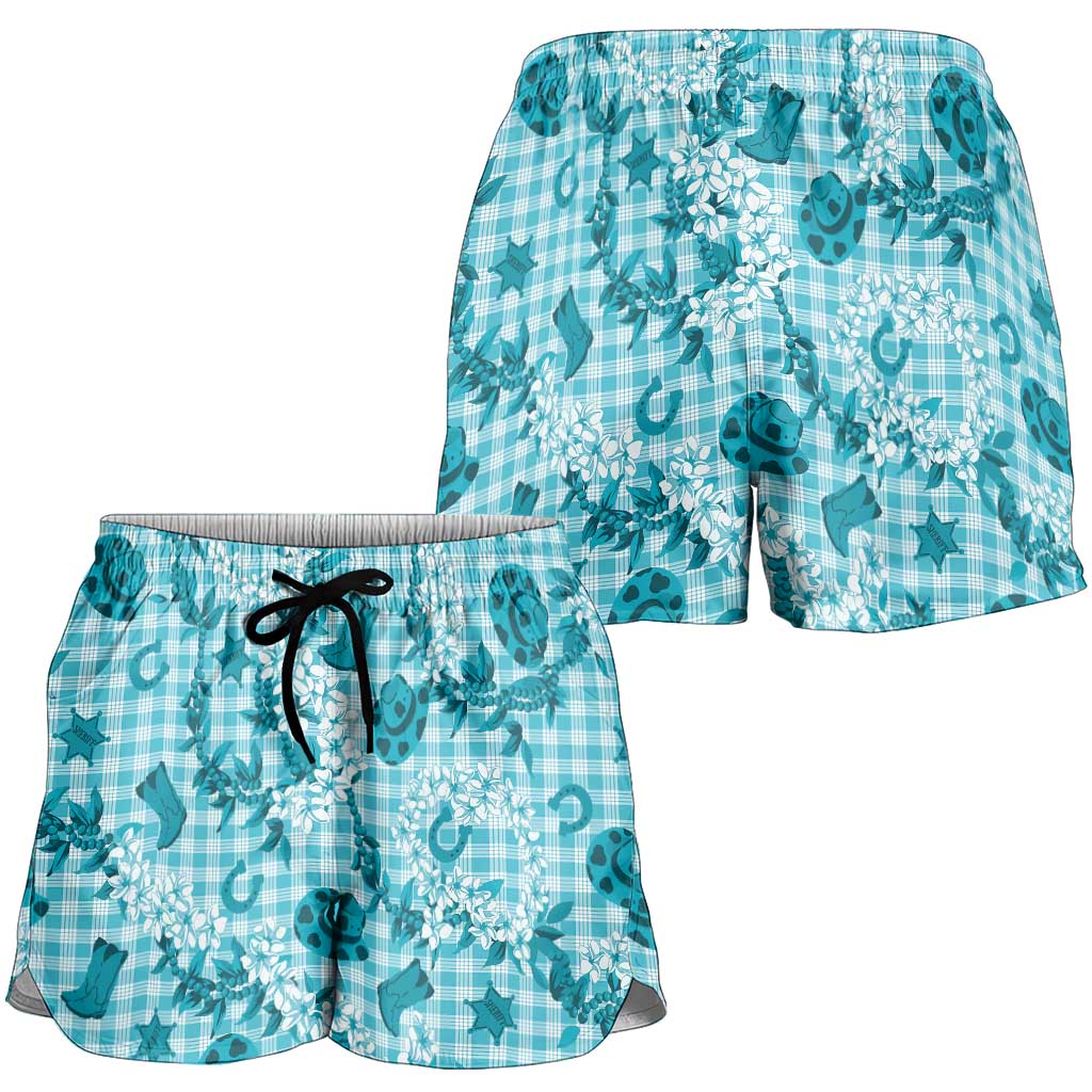 Mokihana Maile Ilima Leis Paniolo Palaka Shorts for Women Hawaiian Polu Opa Spirit - Polynesian Pride