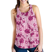 Mokihana Maile Ilima Leis Paniolo Palaka Women Racerback Tank Hawaiian Omaomo Ulaula Spirit - Polynesian Pride