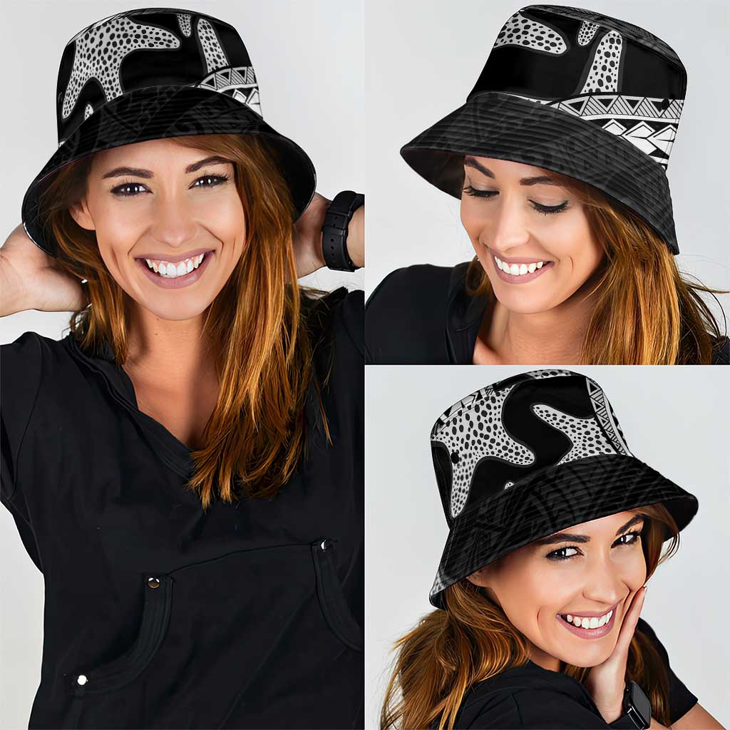 Monotone Polynesian Starfish Unique Pattern Bucket Hat