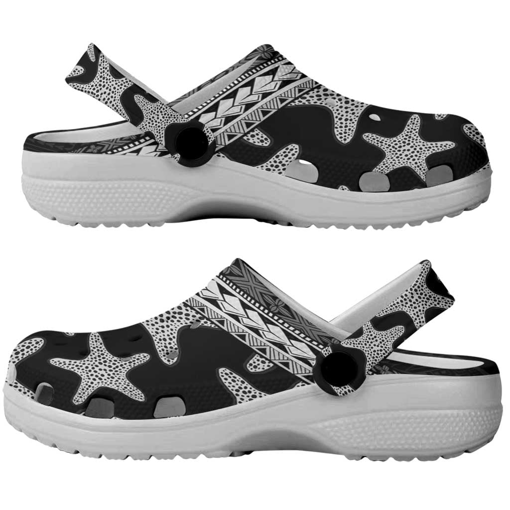 Monotone Polynesian Starfish Unique Pattern Clogs Shoes