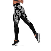 Monotone Polynesian Starfish Unique Pattern Leggings LT01 Black - Polynesian Pride
