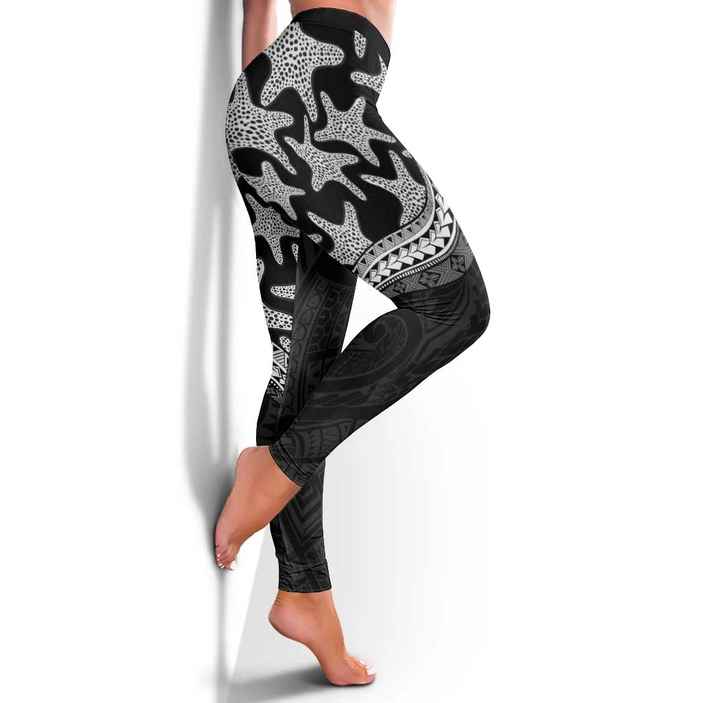 Monotone Polynesian Starfish Unique Pattern Leggings LT01 - Polynesian Pride