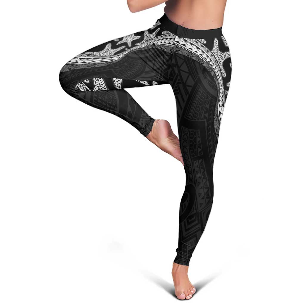 Monotone Polynesian Starfish Unique Pattern Leggings LT01 - Polynesian Pride