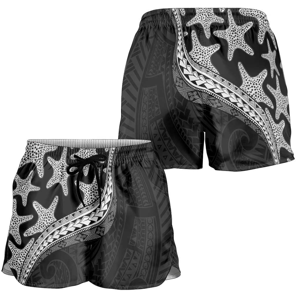 Monotone Polynesian Starfish Unique Pattern Shorts for Women