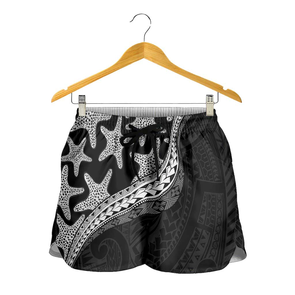Monotone Polynesian Starfish Unique Pattern Shorts for Women