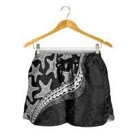 Monotone Polynesian Starfish Unique Pattern Shorts for Women