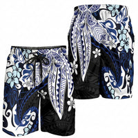 Monstera Plumeria Flowers Blue Shorts for Men Polynesian Pattern LT01 - Polynesian Pride