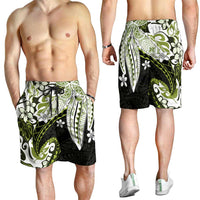 Monstera Plumeria Flowers Olive Green Shorts for Men Polynesian Pattern LT01 - Polynesian Pride