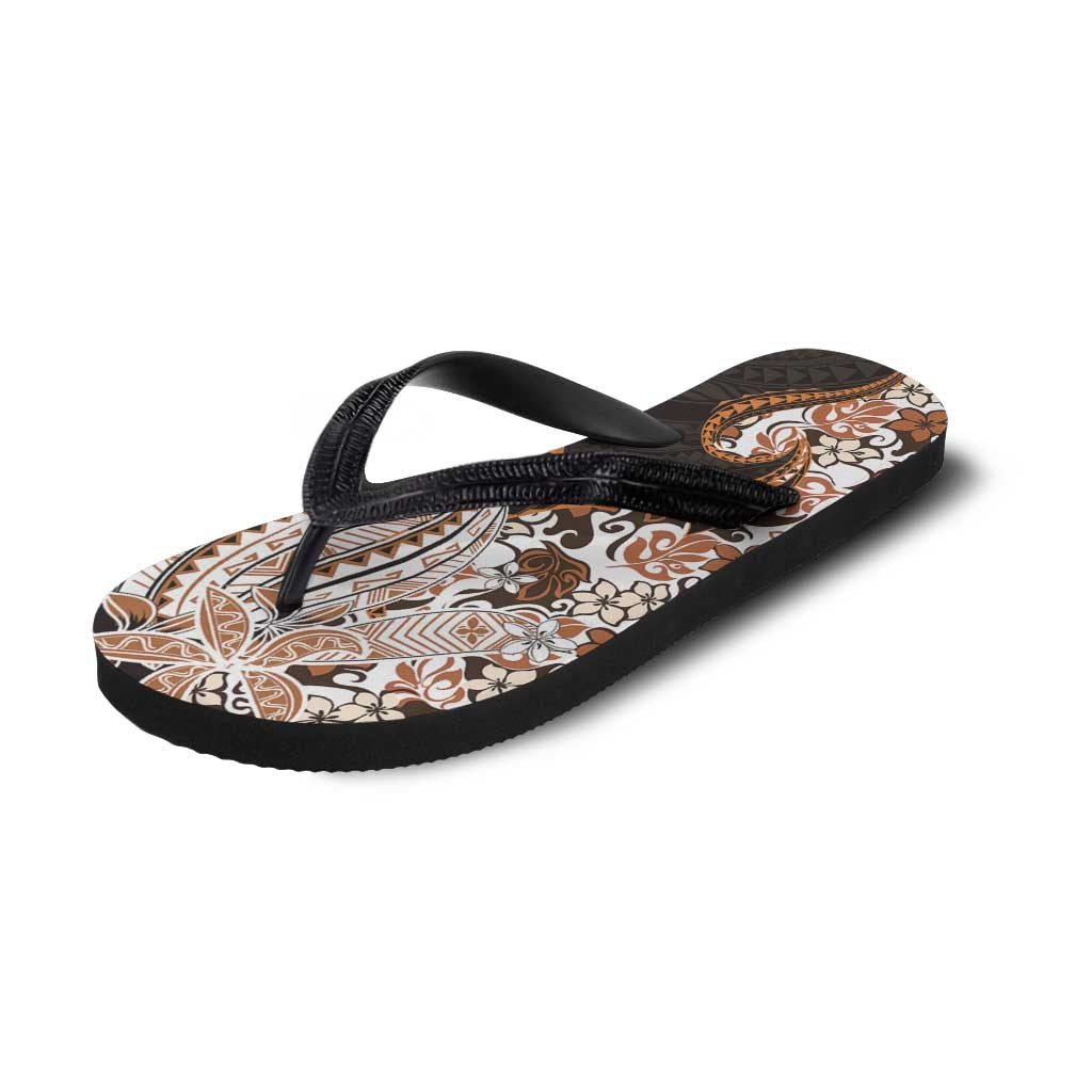 Monstera Plumeria Flowers Orange Flip Flops Polynesian Pattern LT01 - Polynesian Pride
