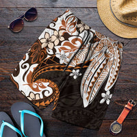 Monstera Plumeria Flowers Orange Shorts for Men Polynesian Pattern LT01 Orange - Polynesian Pride