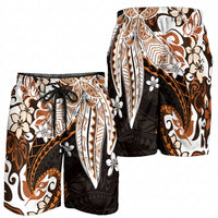 Monstera Plumeria Flowers Orange Shorts for Men Polynesian Pattern LT01 - Polynesian Pride