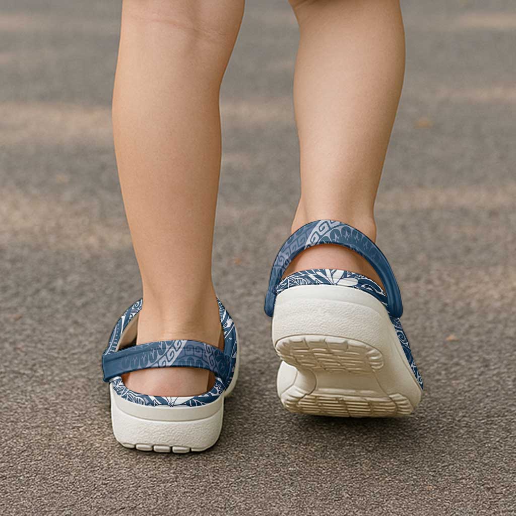 Navy Kuki Airani Tapakau Clogs Shoes Tribal Anchor Mix Tiare