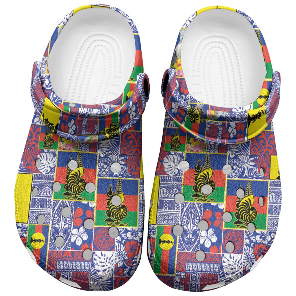 New Caledonia Joyeux Noel Clogs Shoes Pacific Patchwork Xmas Vibes LT9 Blue - Polynesian Pride