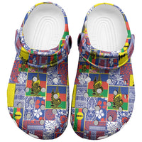 New Caledonia Joyeux Noel Clogs Shoes Pacific Patchwork Xmas Vibes LT9 Blue - Polynesian Pride