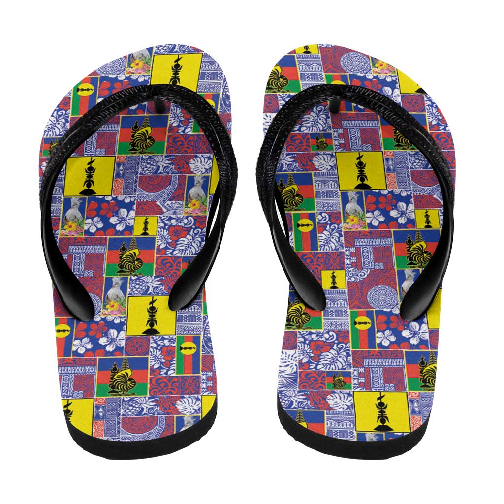 New Caledonia Joyeux Noel Flip Flops Pacific Patchwork Xmas Vibes - Polynesian Pride