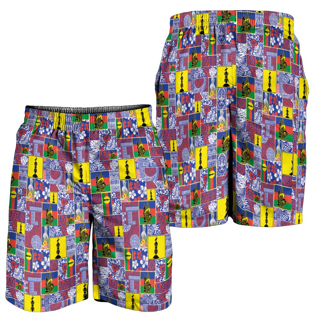 New Caledonia Joyeux Noel Shorts for Men Pacific Patchwork Xmas Vibes - Polynesian Pride